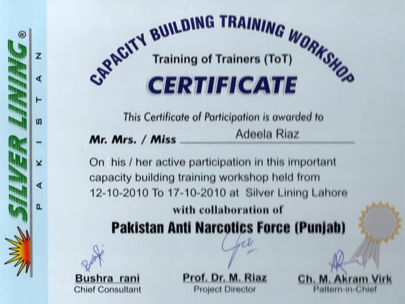 Award or certificate presented to Silver Lining Welfare Organization